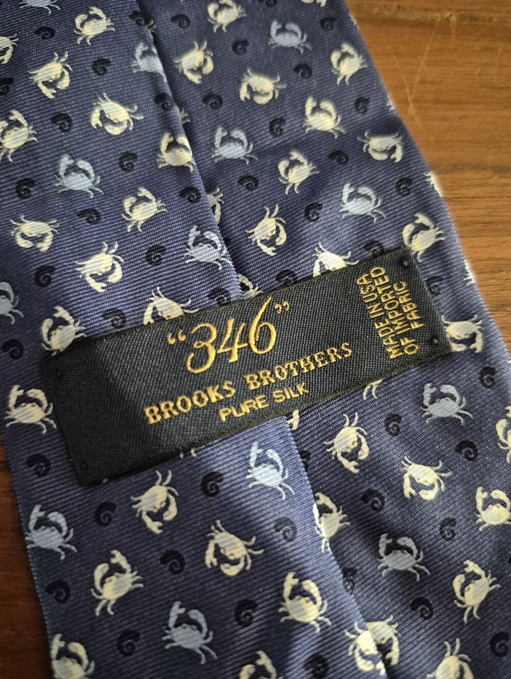 Vintage 90s Brooks Brothers Navy Crab Print Tie